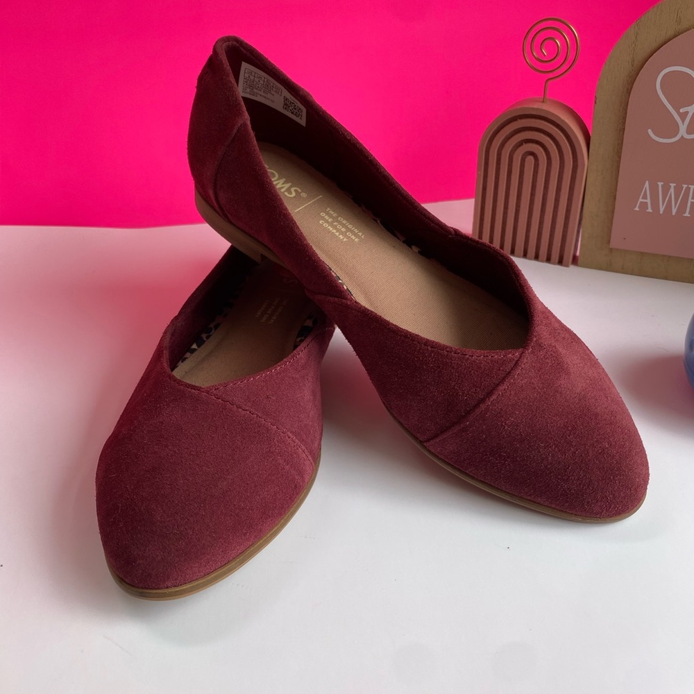 TOMS women’s Jutti Neat flats in suede Burgundy 6 - Picture 9 of 14
